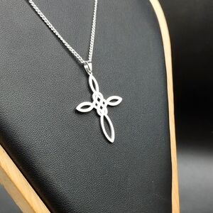 Intricate Silver Cross Necklace